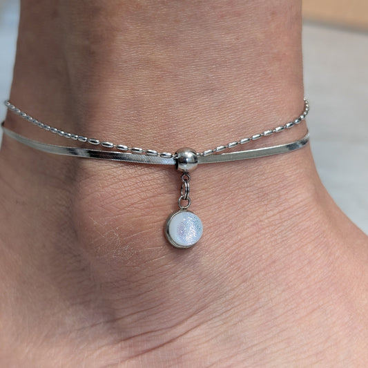 Bracelet de cheville - teintes de rose et violet - Bijoux Le fil d'Ariane