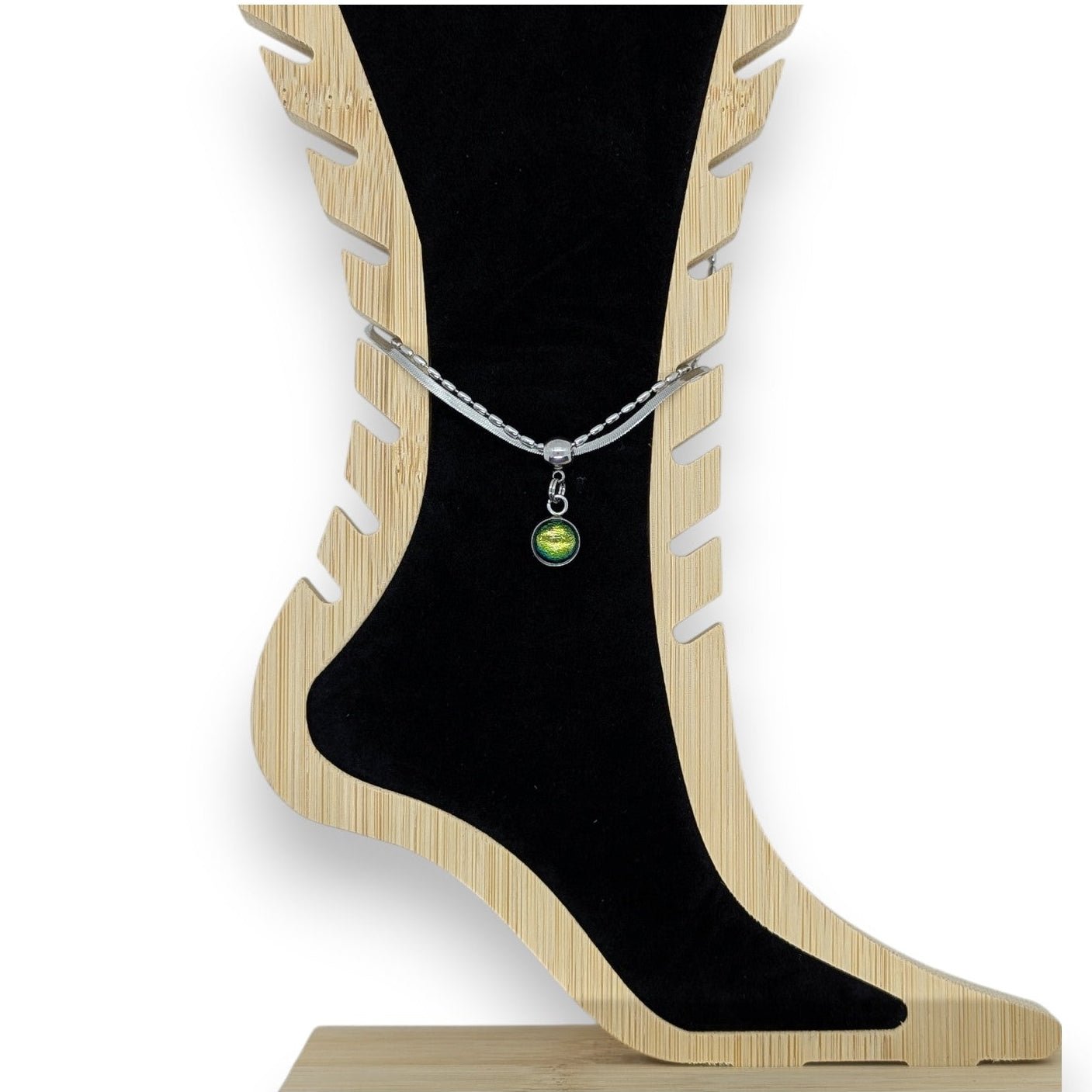 Bracelet de cheville - teintes de vert - Bijoux Le fil d'Ariane