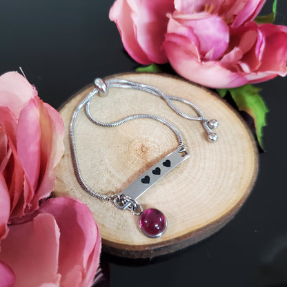 Bracelet gravé 3 p'tits coeurs - Bijoux Le fil d'Ariane