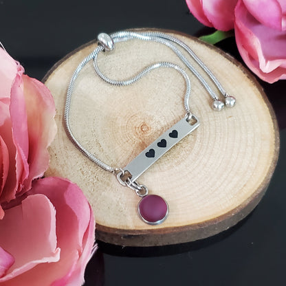 Bracelet gravé 3 p'tits coeurs - Bijoux Le fil d'Ariane