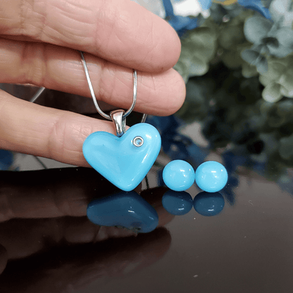 Coeur bleu poudre - Bijoux Le fil d'Ariane