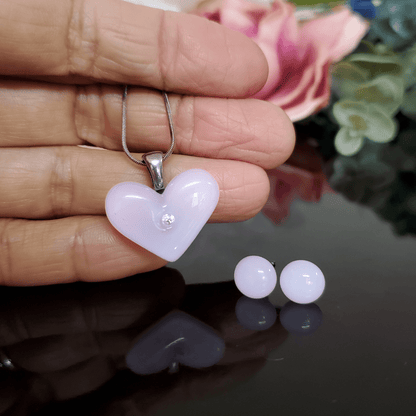 Coeur rose et zircon - Bijoux Le fil d'Ariane