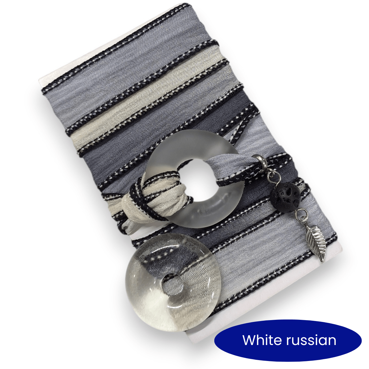 Crépuscule - Bracelet de soie à enrouler, anneau au choix - Bijoux Le fil d'Ariane