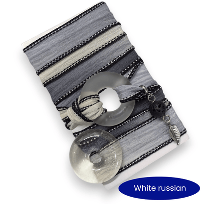 Crépuscule - Bracelet de soie à enrouler, anneau au choix - Bijoux Le fil d'Ariane
