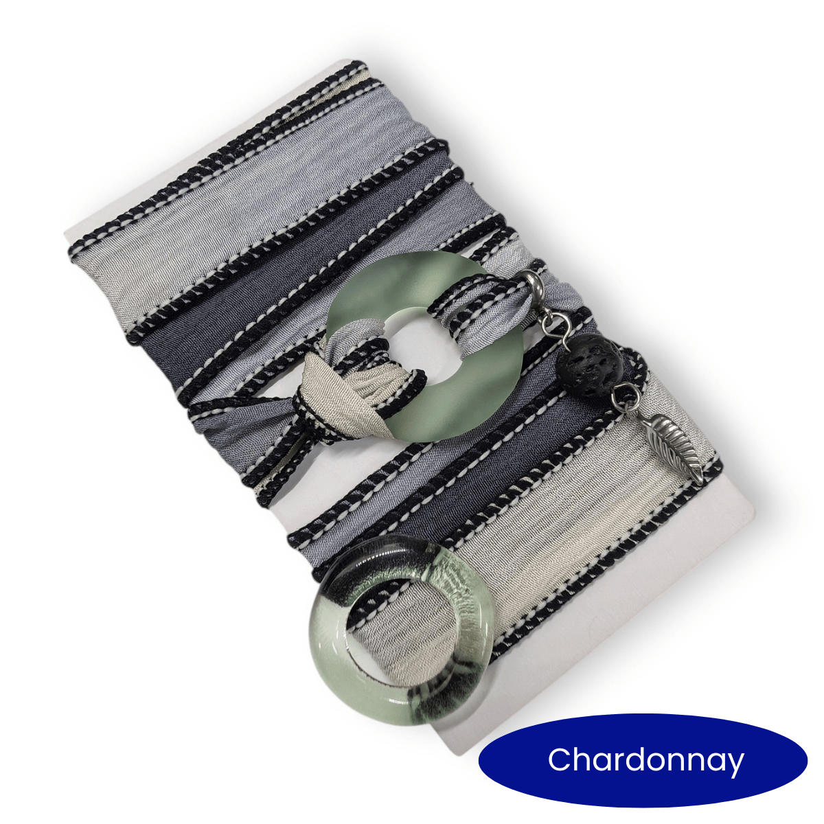 Crépuscule - Bracelet de soie à enrouler, anneau au choix - Bijoux Le fil d'Ariane