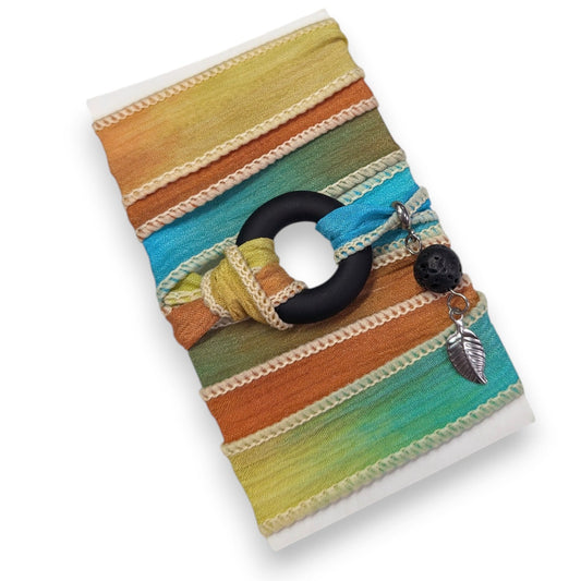 Dune - Bracelet de soie à enrouler, anneau au choix - Bijoux Le fil d'Ariane