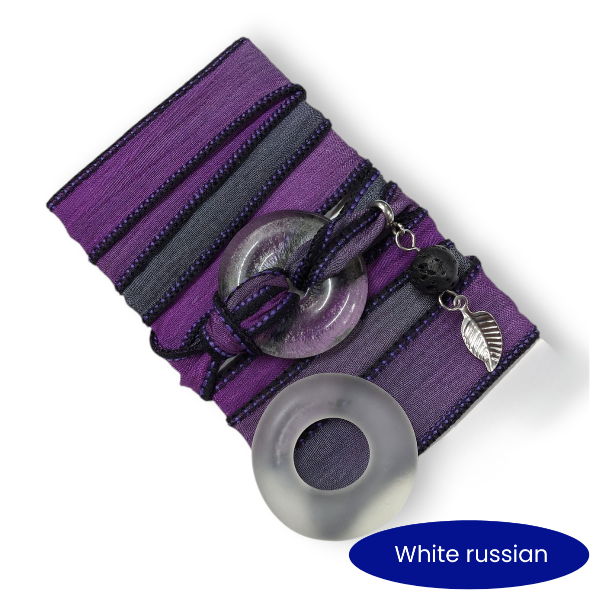 Eclipse -  Silk wrap bracelet, ring of your choice