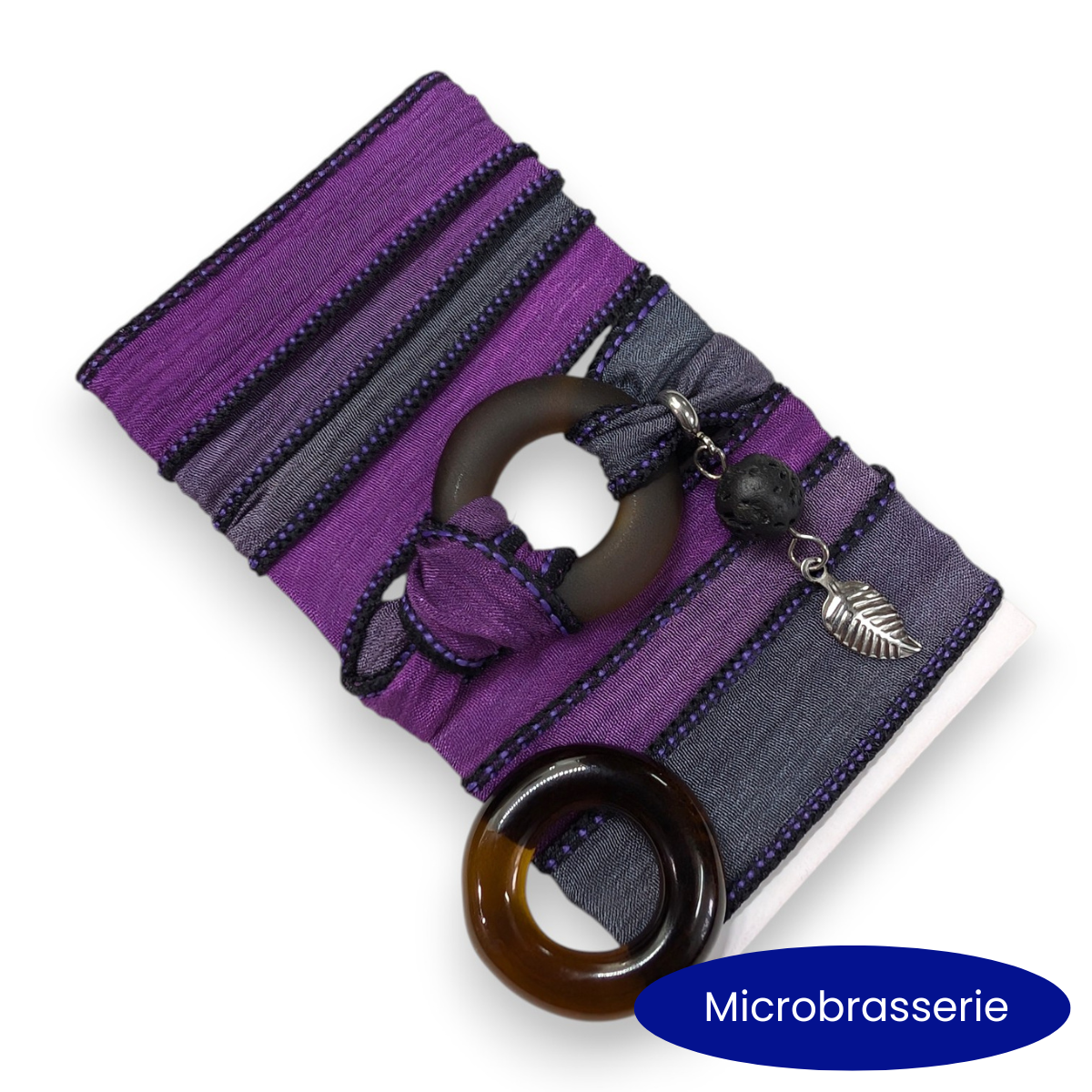 Eclipse -  Silk wrap bracelet, ring of your choice