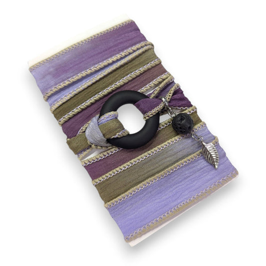 Halo - Bracelet de soie à enrouler, anneau au choix - Bijoux Le fil d'Ariane