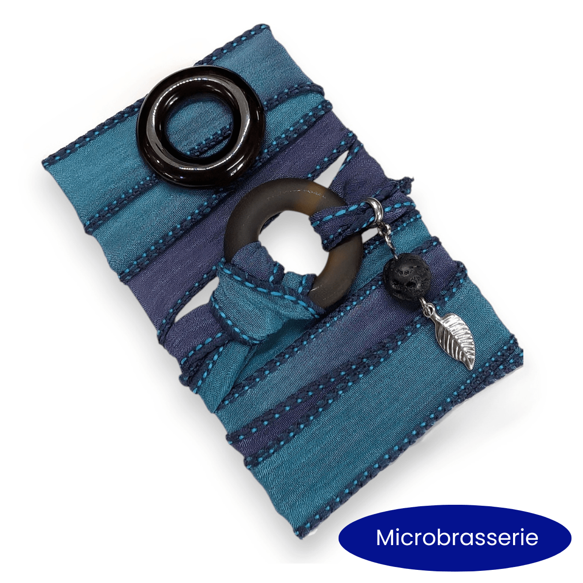 Horizon - Bracelet de soie à enrouler, anneau au choix - Bijoux Le fil d'Ariane