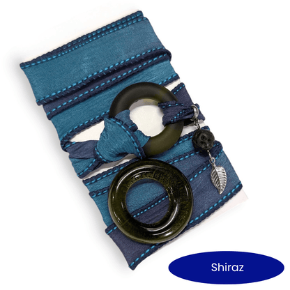 Horizon - Bracelet de soie à enrouler, anneau au choix - Bijoux Le fil d'Ariane