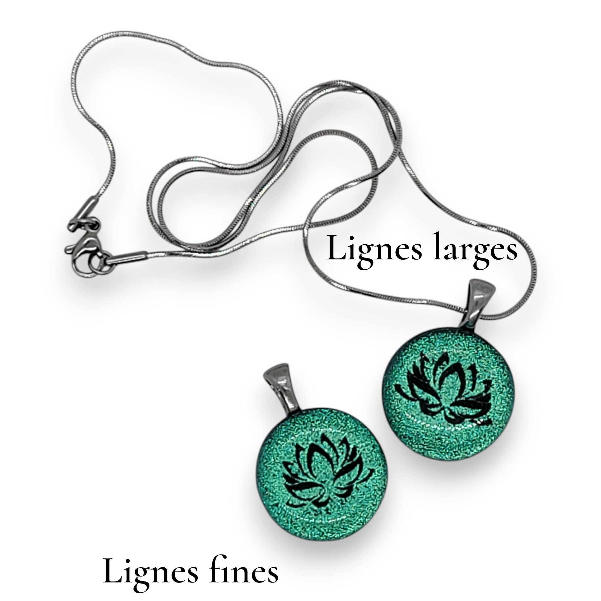 [ Hors - collection ] Collier lotus vert - turquoise - Bijoux Le fil d'Ariane