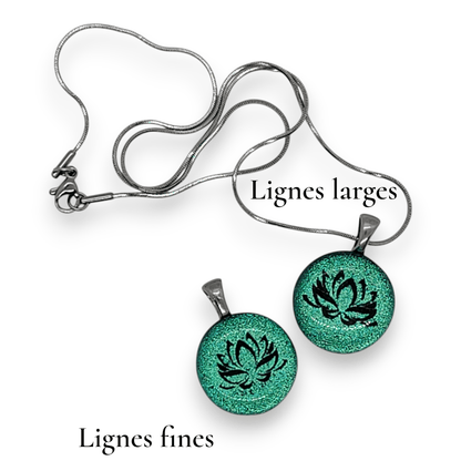 [ Hors - collection ] Collier lotus vert - turquoise - Bijoux Le fil d'Ariane