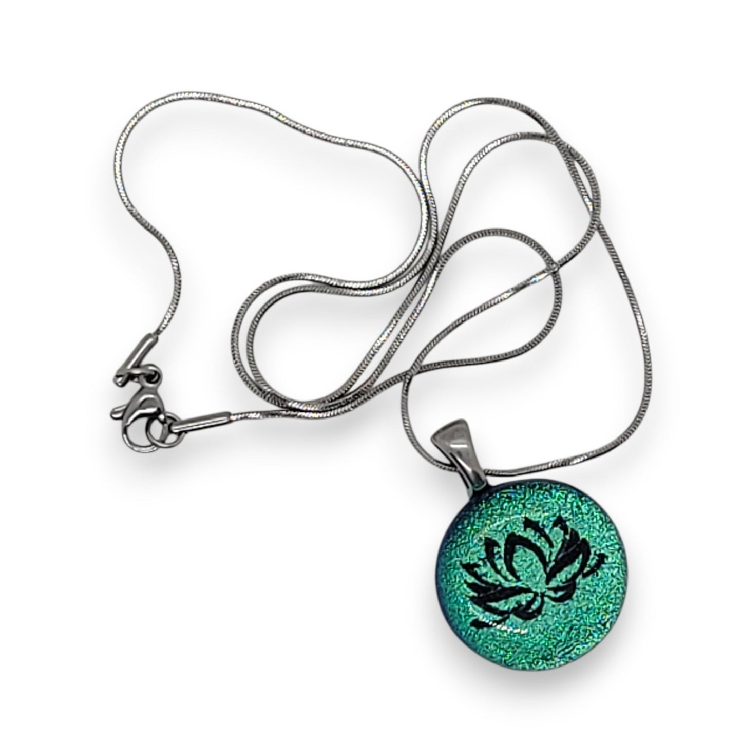 [ Hors - collection ] Collier lotus vert - turquoise - Bijoux Le fil d'Ariane