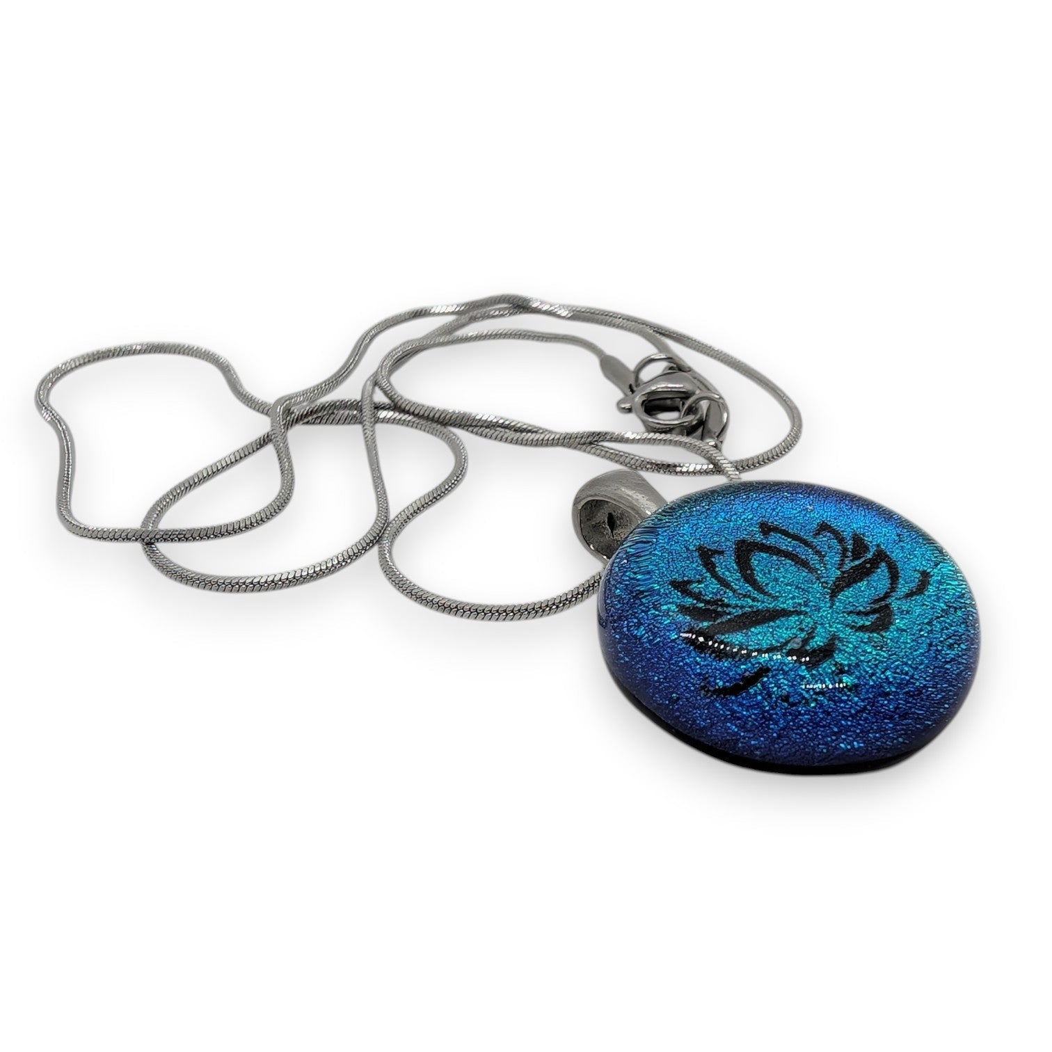 [ Hors - collection ] Collier lotus vert - turquoise - Bijoux Le fil d'Ariane