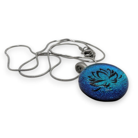 [ Hors - collection ] Collier lotus vert - turquoise - Bijoux Le fil d'Ariane
