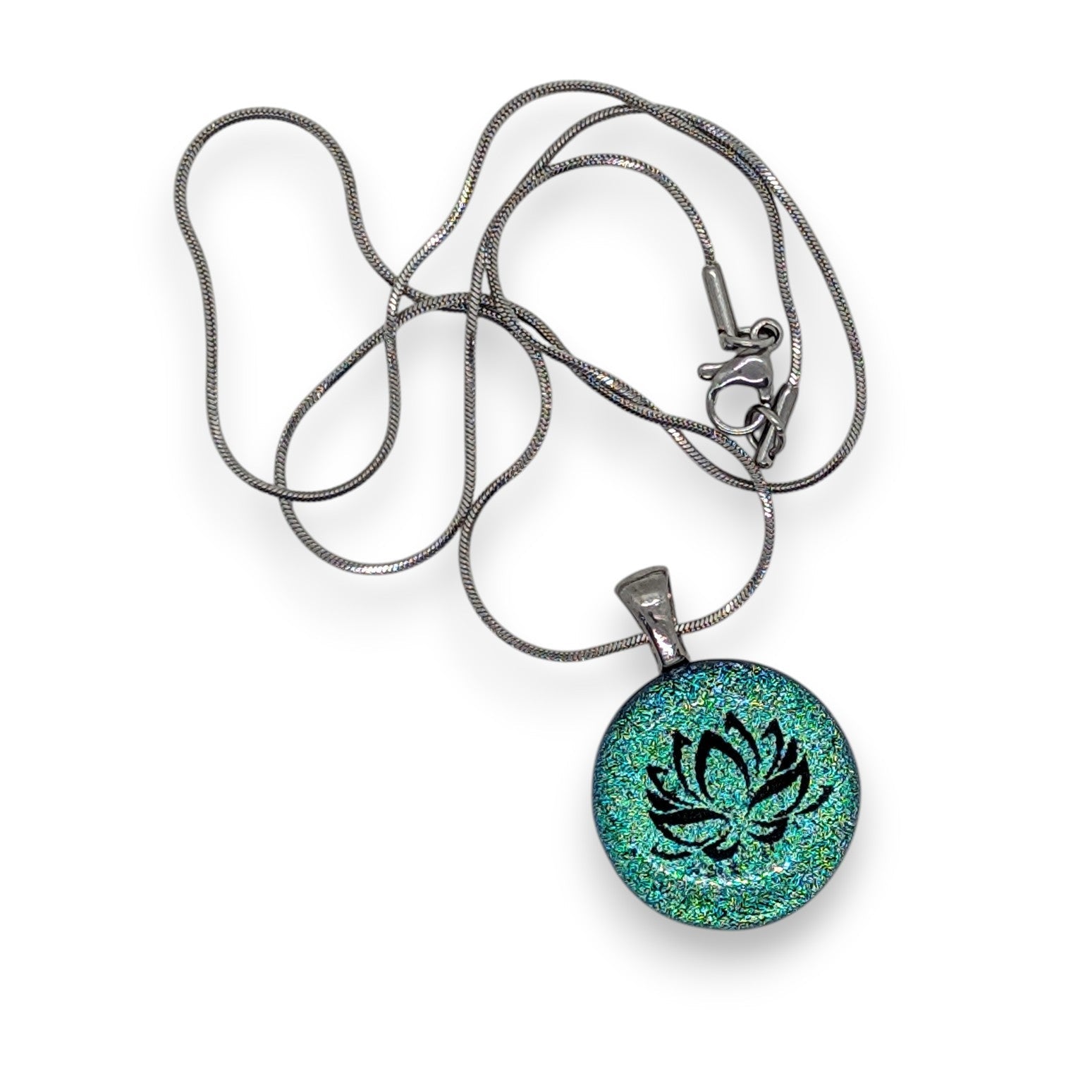 [ Hors - collection ] Collier lotus vert - turquoise - Bijoux Le fil d'Ariane