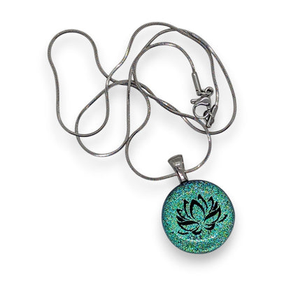[ Hors - collection ] Collier lotus vert - turquoise - Bijoux Le fil d'Ariane