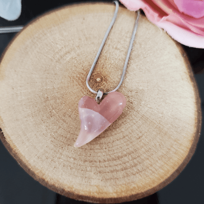 Mini coeur beige et vieux rose - Bijoux Le fil d'Ariane