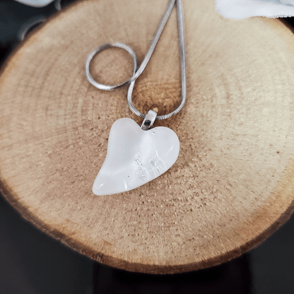 Mini coeur blanc - Bijoux Le fil d'Ariane