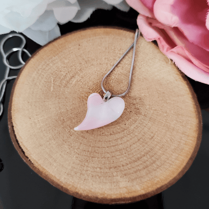 Mini coeur blanc et rose - Bijoux Le fil d'Ariane