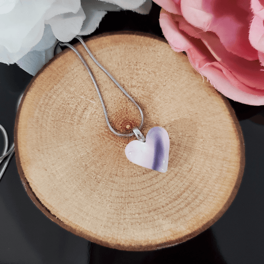 Mini coeur blanc, rose et mauve - Bijoux Le fil d'Ariane