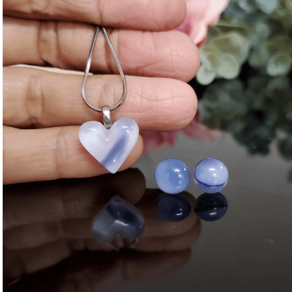 Mini coeur blanc, rose et mauve - Bijoux Le fil d'Ariane