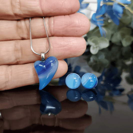 Mini coeur bleu - Bijoux Le fil d'Ariane