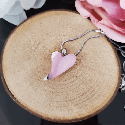 Mini coeur rose, blanc et mauve - Bijoux Le fil d'Ariane