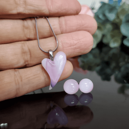 Mini coeur rose, blanc et mauve - Bijoux Le fil d'Ariane