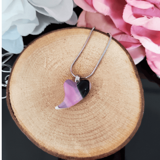 Mini coeur rose et mauve - Bijoux Le fil d'Ariane