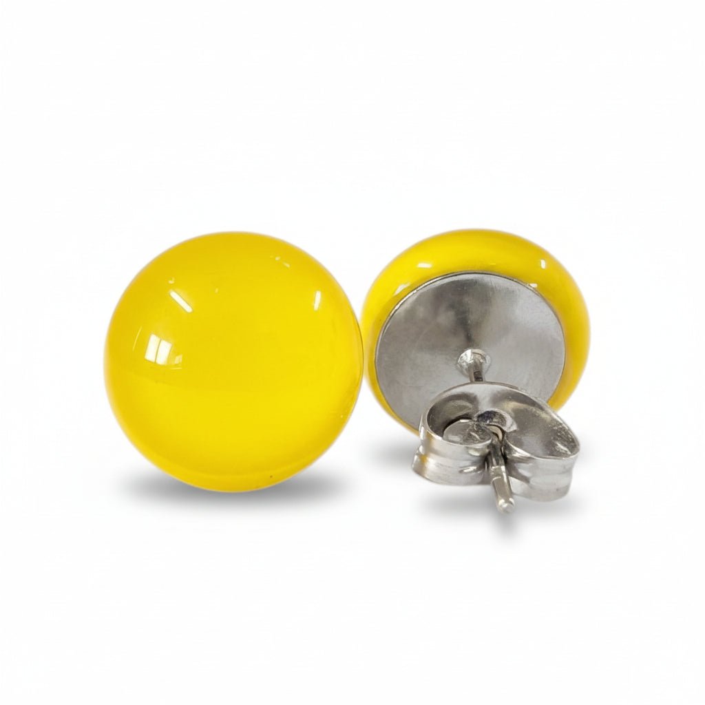 Puces d'oreille Jaune Citron - mat ou lustré - Bijoux Le fil d'Ariane