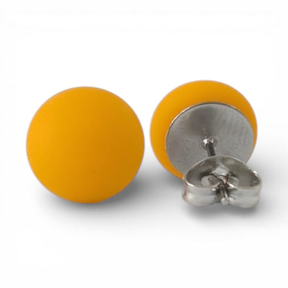 Puces d'oreille Jaune Moutarde - mat ou lustré - Bijoux Le fil d'Ariane