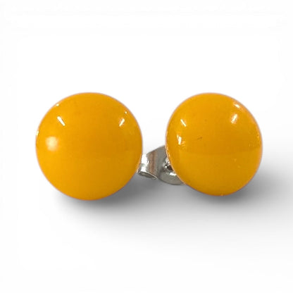 Puces d'oreille Jaune Moutarde - mat ou lustré - Bijoux Le fil d'Ariane