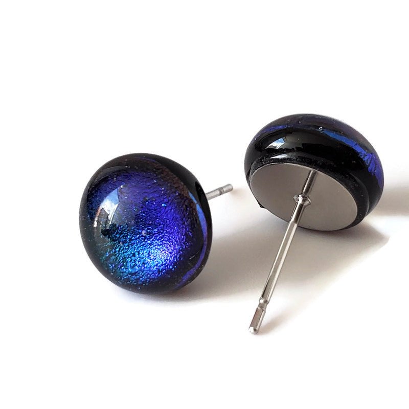 Puces d'oreille Passiflore, aqua - Bijoux Le fil d'Ariane