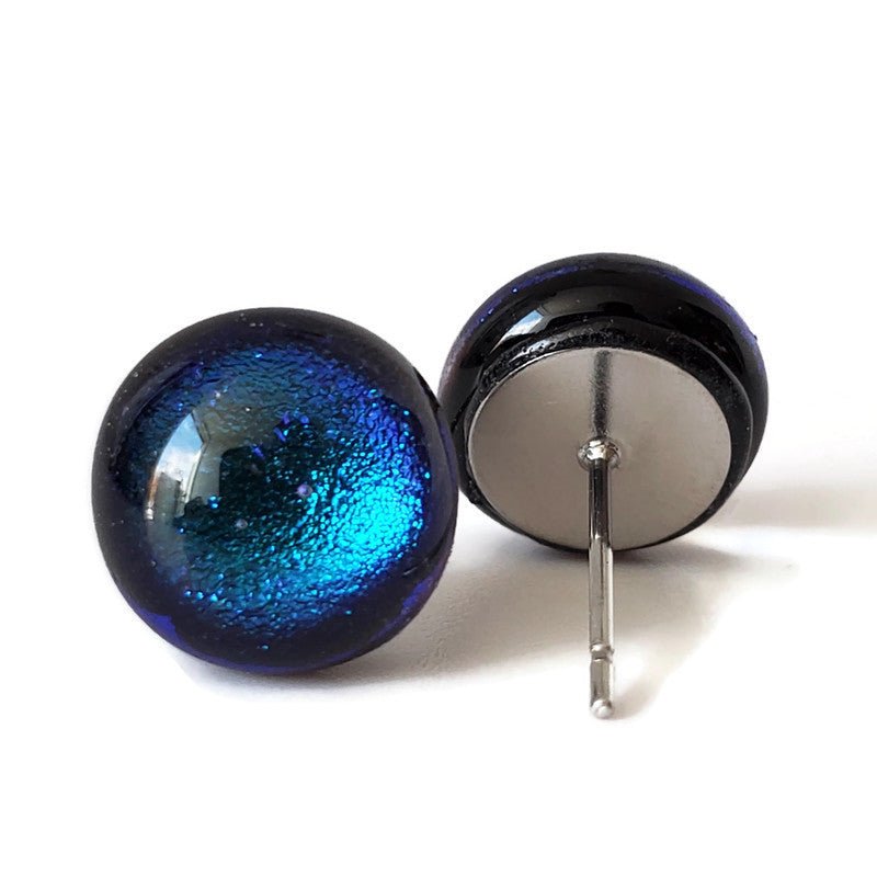 Puces d'oreille Passiflore, aqua - Bijoux Le fil d'Ariane