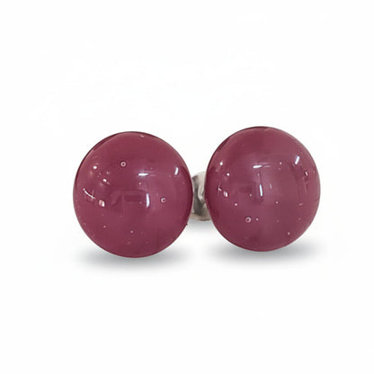 Puces d'oreille prune opaque, mat ou lustré, verre fusion - Bijoux Le fil d'Ariane