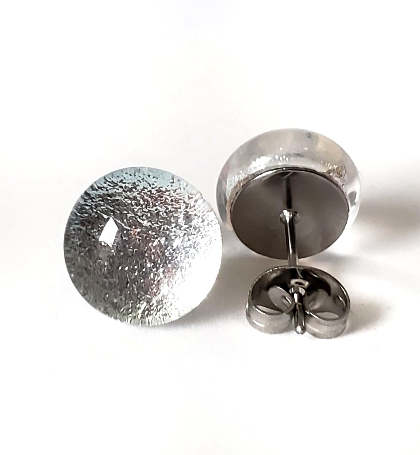 Puces d'oreille Rosée - argent transparent - Bijoux Le fil d'Ariane