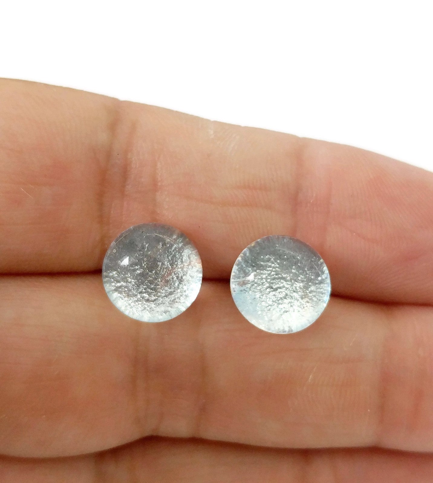 Puces d'oreille Rosée - argent transparent - Bijoux Le fil d'Ariane