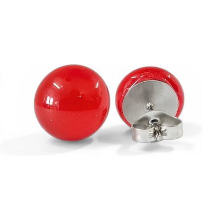 Puces d'oreille Rouge franc - mat ou lustré - Bijoux Le fil d'Ariane