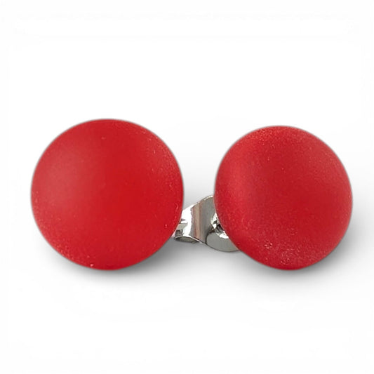 Puces d'oreille Rouge franc - mat ou lustré - Bijoux Le fil d'Ariane
