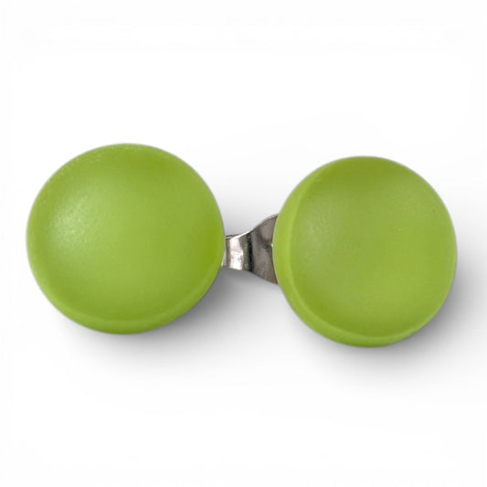 Puces d'oreille Vert printemps - mat ou lustré - Bijoux Le fil d'Ariane