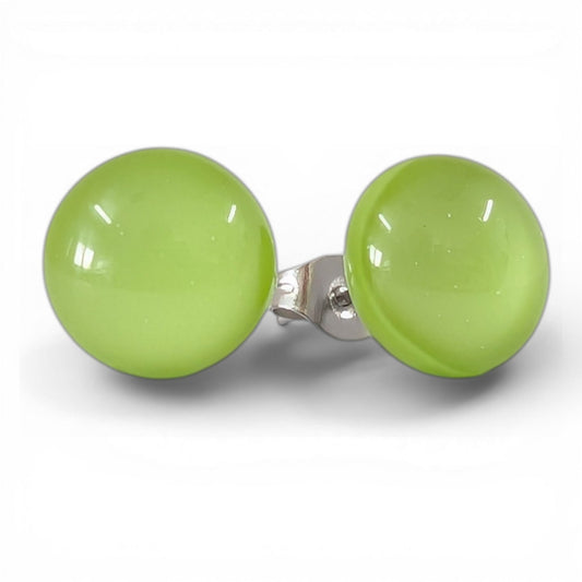 Puces d'oreille Vert printemps - mat ou lustré - Bijoux Le fil d'Ariane