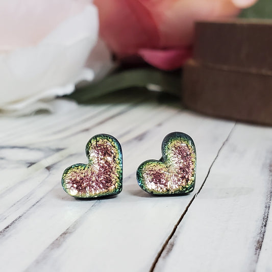 Puces d'oreilles en forme de coeur - Bijoux Le fil d'Ariane