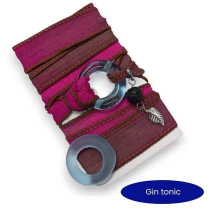 Zenith -  Silk wrap bracelet, ring of your choice