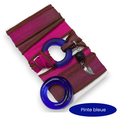 Zenith -  Silk wrap bracelet, ring of your choice