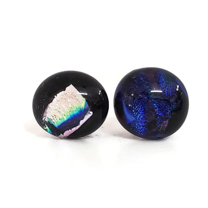 +/- 10 mm, Boucles d'oreilles dépareillées, verre fusion #75 - Bijoux Le fil d'Ariane