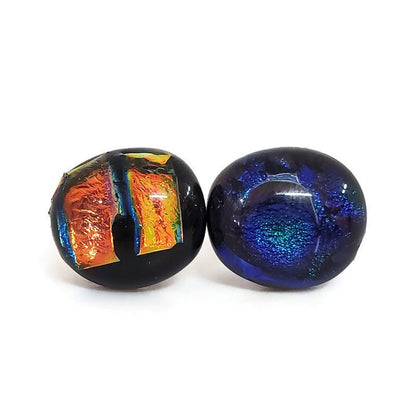 +/- 12 mm, Boucles d'oreilles dépareillées, verre fusion #3 - Bijoux Le fil d'Ariane