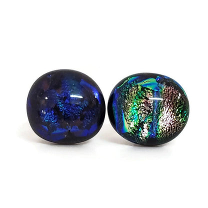 +/- 12 mm, Boucles d'oreilles dépareillées, verre fusion #9 - Bijoux Le fil d'Ariane