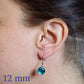 Boucles d'oreille turquoise-bleu, pendantes en verre fusion